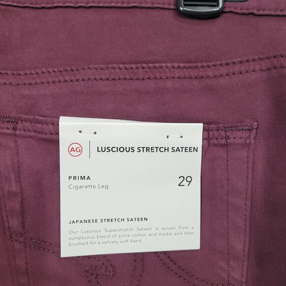 AG Prima Mid Rise Sateen Cigarette Jeans in Moop (Burgundy) 33 - Picture 3 of 6